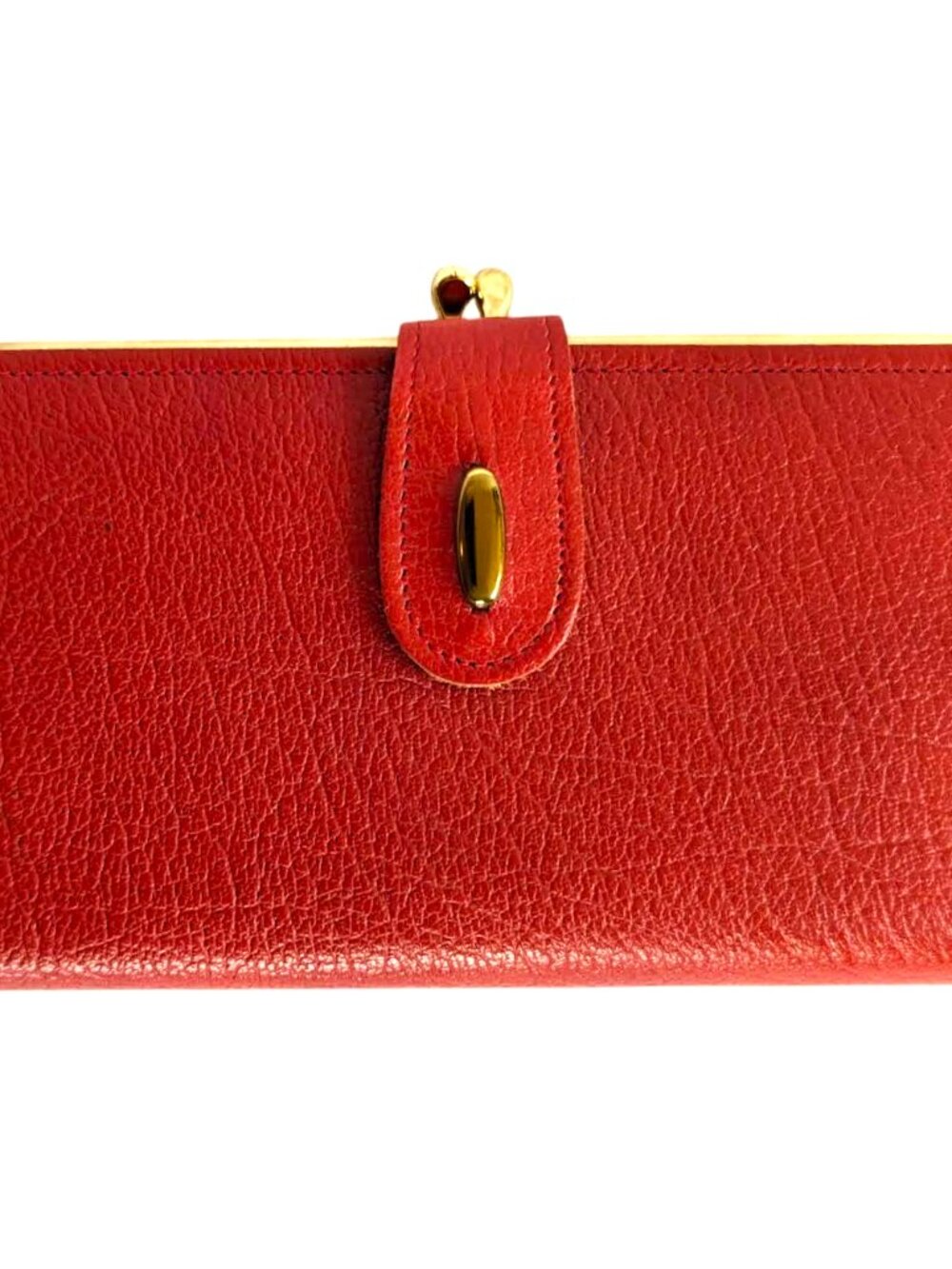 Vintage ROLFS Red Buffalo Calf Leather Wallet – Bifold Checkbook Clutch, Made in - Picture 4 of 11